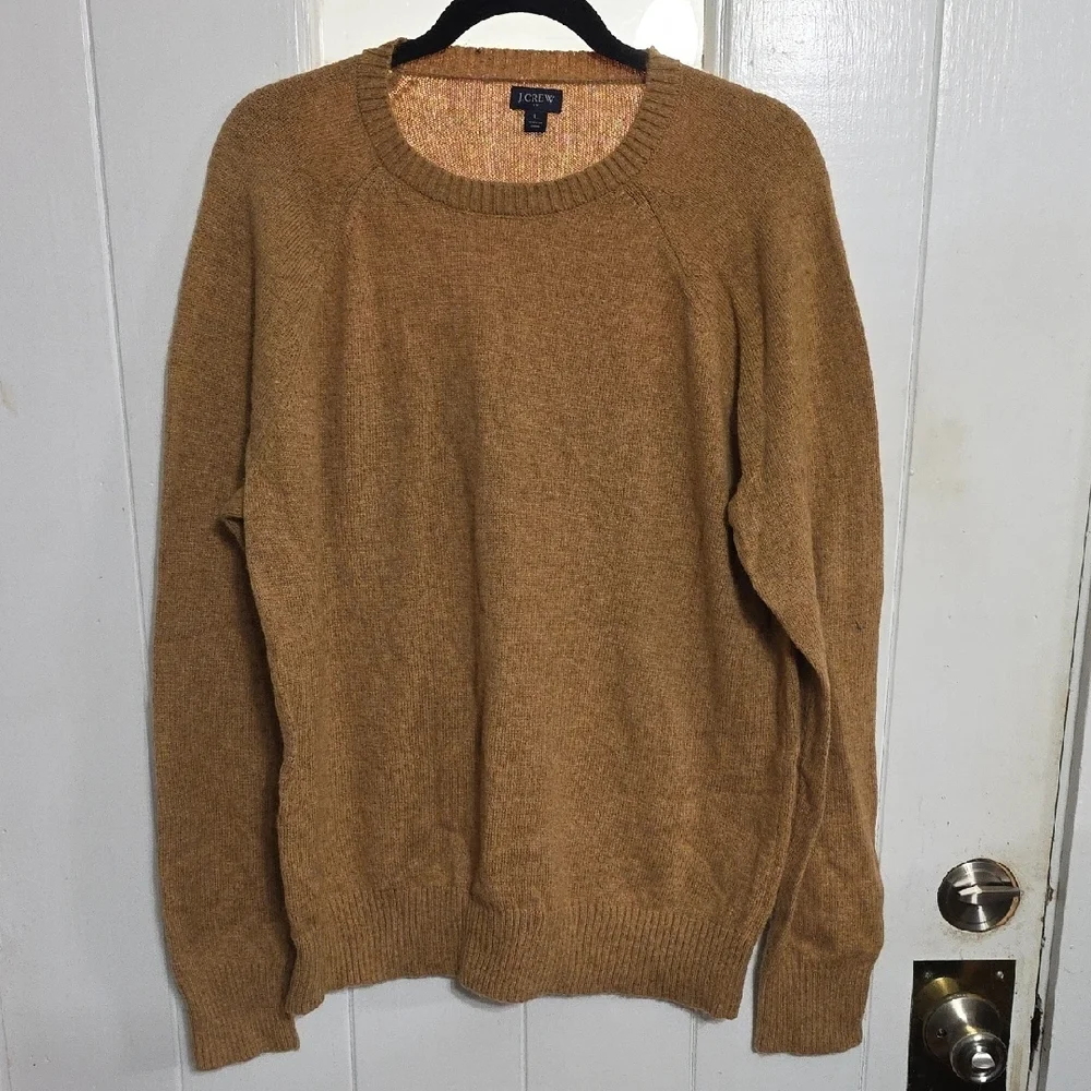 J. Crew Factory Men's  Sweater Wool‎ Blend Golden Caramel Crew Neck Sz L EUC.